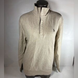 Ralph Lauren Men's Beige Quarter  Zip Cotton Sweater